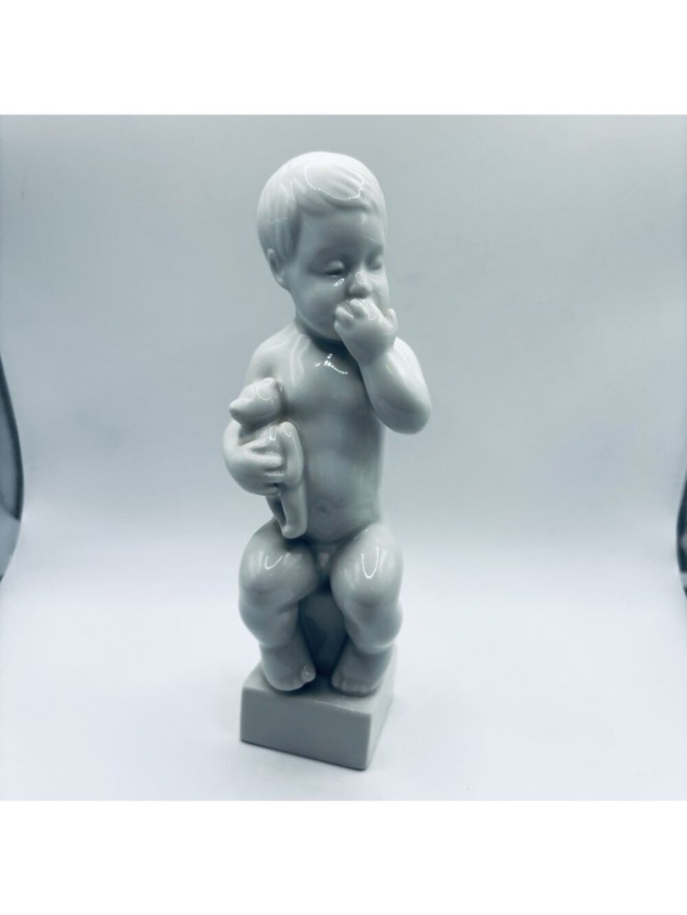 VTG Bing & Grondahl B&G Baby Boy Adam with Teddy Bear 6” Figurine Svend Lindhart - Picture 3 of 8